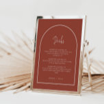 Menu Arch Minimal Script Terracotta & Crème Boisso<br><div class="desc">Peut être entièrement customisé pour répondre à vos besoins >> Couleur arrière - plan, couleur de police/style et couleur d'arc peuvent tous être changés selon vos préférences. © Gorjo Designs. Fait pour vous via la plateforme Zazzle. // Vous cherchez des articles correspondants ? Autre papeterie de l'ensemble disponible dans la...</div>