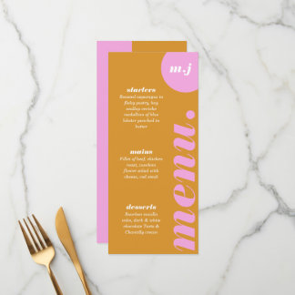 Menu Arche minimaliste moderne rose et jaune en gras