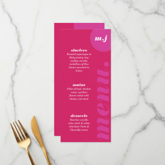 Menu Arche minimaliste rose & magenta Gras