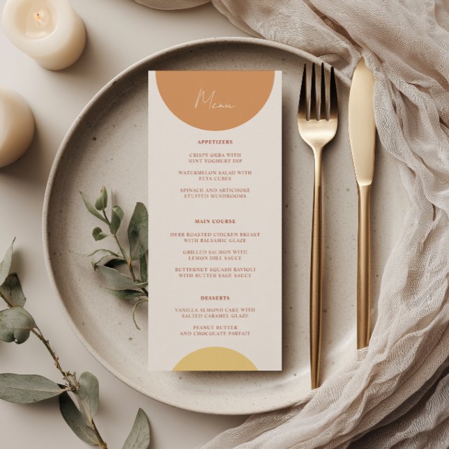 Menu Arches en terre cuite jaune rétro pour un dîner de (Créateur téléchargé)