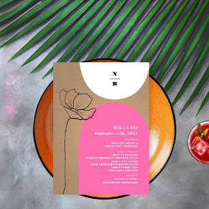 Menu Arches florales Mariage Monogramme rose