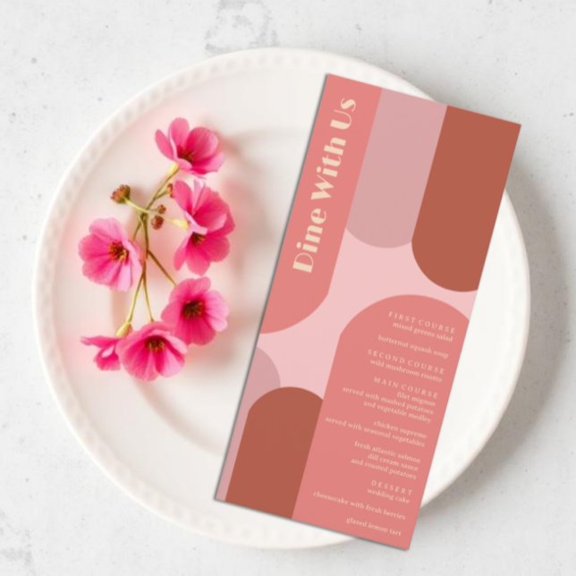 Menu Arches rétro Coral rose Mariage (Créateur téléchargé)