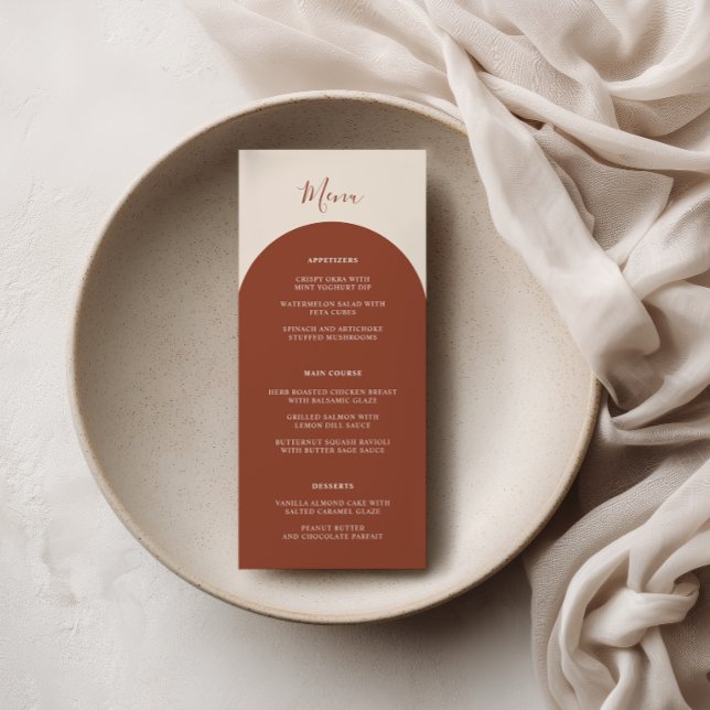 Menu Arches Rétro en Terre Cuite Bohème Rustique pour u (Créateur téléchargé)