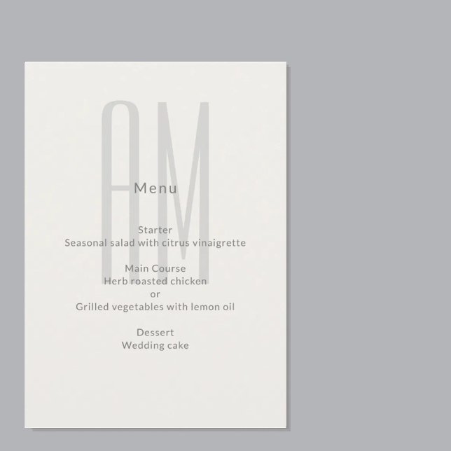 Menu Architectural Monogram Minimal Wedding (Créateur téléchargé)