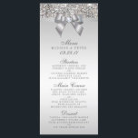 Menu argenté de mariage d'arc de paillettes<br><div class="desc">Le menu fait sur commande élégant de noces d'argent avec un beau motif argenté imprimé de paillettes, un argent brillant mignon a imprimé l'arc et le ruban et le joli bijou bling imprimé de diamant. NOTEZ SVP : Ce sont les graphiques imprimés par appartement - aucunes vrais arcs, paillettes ou...</div>