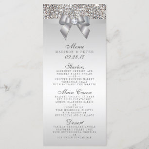 Menu argenté de mariage d'arc de paillettes