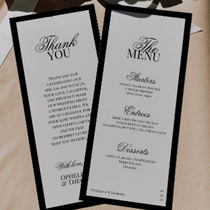 Menu Aria Mariage Classique Minimaliste Noir et Beige