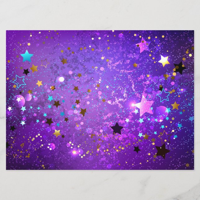 Menu Arrière - plan de feuille violet avec étoiles (Devant)