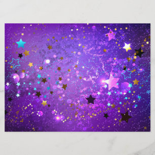 Menu Arrière - plan de feuille violet avec étoiles