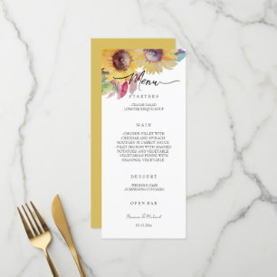 Menu Art artistique rustique de tournesol aquarelle