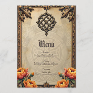 Menu Art celtique et splendeur florale dans les tons ch