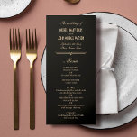 Menu Art Déco Simple Elegant Mariage d'or noir<br><div class="desc">Étendez votre expérience culinaire mariage avec notre Black Art Déco Frame 4" x 9" One-Side Flat Menu, un ajout raffiné à notre collection sophistiquée. Doté d'un cadre Art déco noir classique, ce menu méticuleusement conçu complète l'élégance générale de votre célébration. Entièrement personnalisable pour répondre à vos choix culinaires et aux...</div>