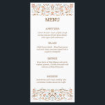 Menu Art populaire scandinave Automne couleurs Mariage<br><div class="desc">Retrouvez des illustrations de style d'art populaire scandinave aux couleurs automnales de l'aqua brun, brun clair, orange et clair. Ces menus de mariage élégants ont un look chaleureux et accueillant qui est parfait pour les célébrations d'automne et d'automne. Ces cartes de menu plat sont prêtes à être customisées avec votre...</div>
