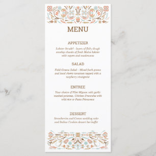 Menu Art populaire scandinave Automne couleurs Mariage