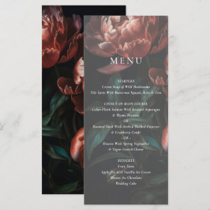 Menu Art romantique foncé Mariage floral