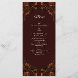 Menu Automne Mariage gothique Rustique Orange Maroon