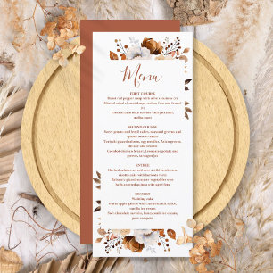 Menu Automne Rustique Automne Floral Terracotta Mariage