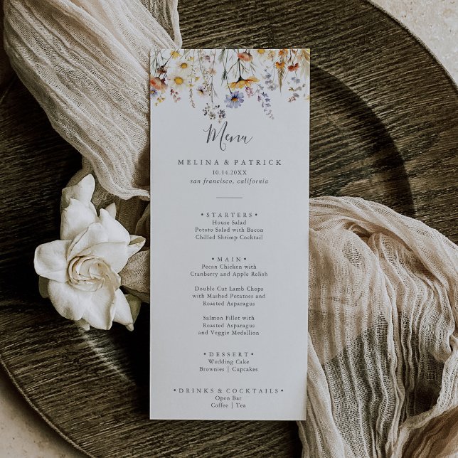 Menu Automne Sunshine Élégant dîner Fleur sauvage (Créateur téléchargé)