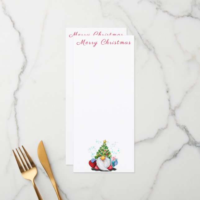 Menu avec Gnome de Noël (Devant/Arrière en situation)