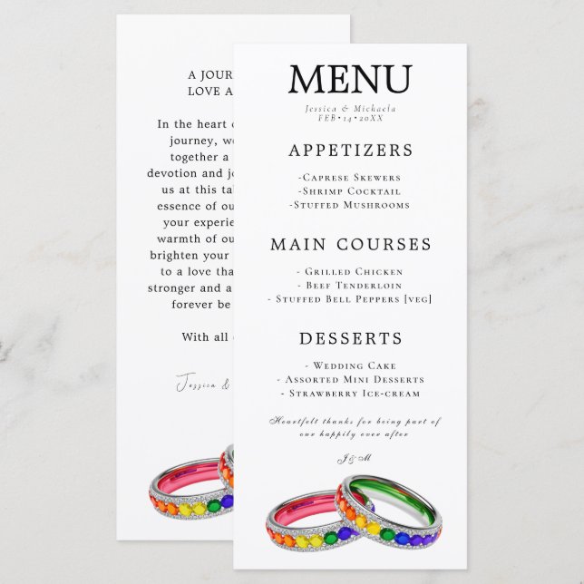 Menu 🌈 + Avec un texte charmant LGBTQ Entrelacé dans l (Devant / Derrière)