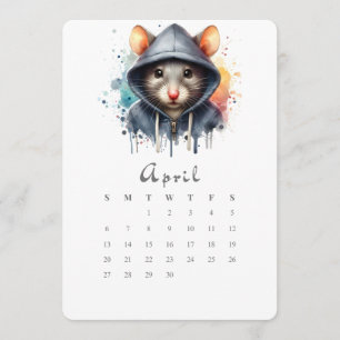 Menu Avril Calendrier autonome Souris Souris Splash Art