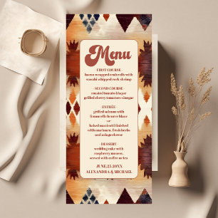 Menu Aztec Tribal Brown Ethnique Mariage occidental
