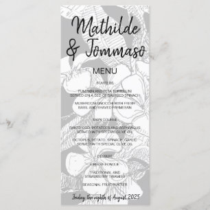 Menu B&W Frangipani Bohême Botanique Mariage moderne