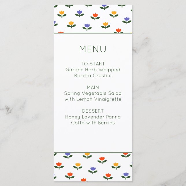 Menu Baby in Bloom Tulip Trendy Modern Baby Shower (Devant)