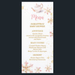 Menu Baby Is Brewing Pink Winter Tea Party Baby Shower<br><div class="desc">Baby Is Brewing Pink Winter Tea Party Baby Shower Menu Card
All wordings can be customized</div>