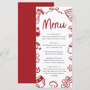 Menu Baby-Shower à Thème Pizza Italienne Rouge Dessinée