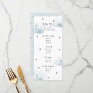 Menu Baby shower bleu Little Star Twinkle