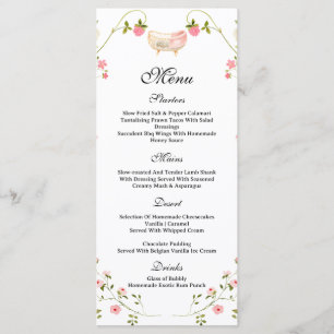 Menu Baby Shower Bohème Chic Fleurs Sauvages Luxuriante