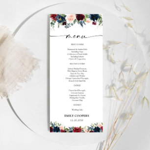 Menu Baby shower Bourgogne et Marine