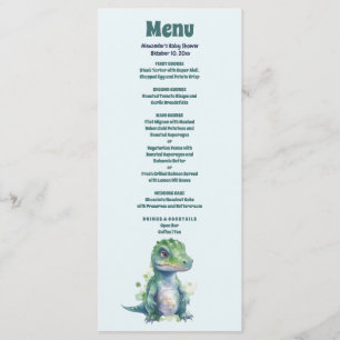 Menu Baby shower Boy Dinosaur