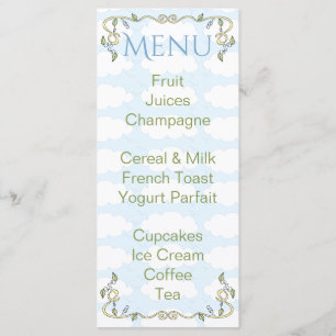 Menu baby shower "Château dans le ciel/Jaune"