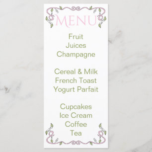 Menu baby shower "Château dans le ciel/rose"