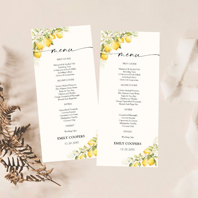 Menu Baby shower Citrus vert citron (Créateur téléchargé)