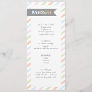 Menu Baby shower de bande neutre