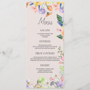 Menu Baby shower de printemps fleur sauvage