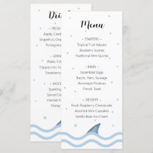 Menu Baby shower de requin avec fin de requin et b