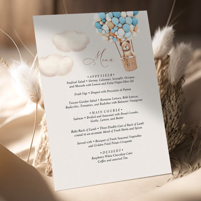 Menu Baby shower d'ours (Créateur téléchargé)