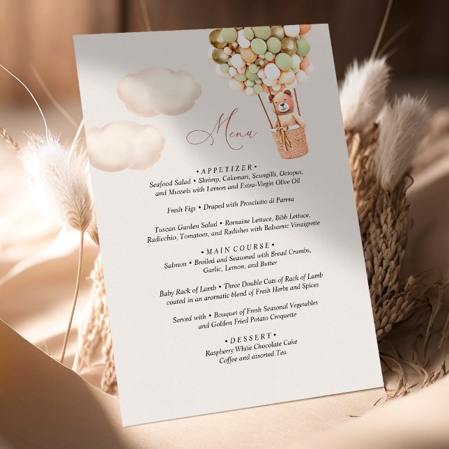 Menu Baby shower d'ours (Créateur téléchargé)