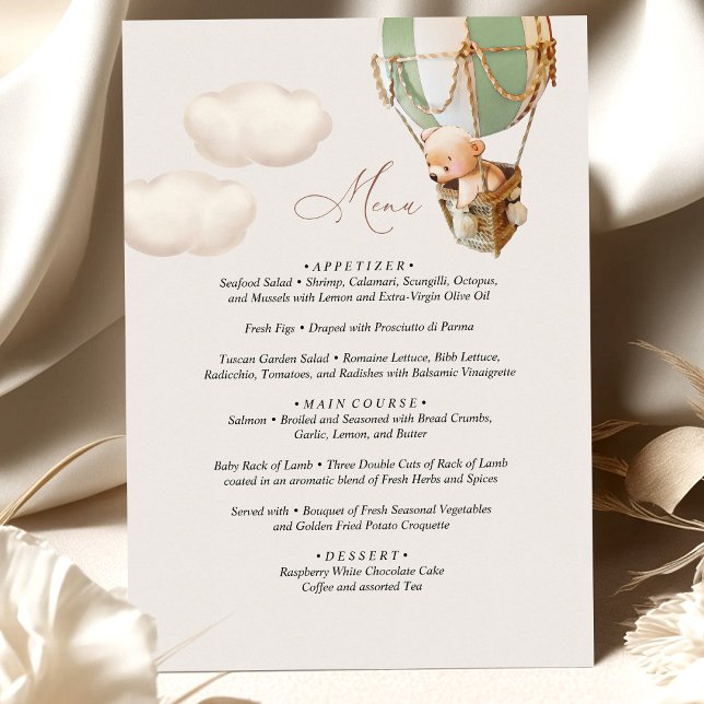 Menu Baby shower d'ours (Créateur téléchargé)