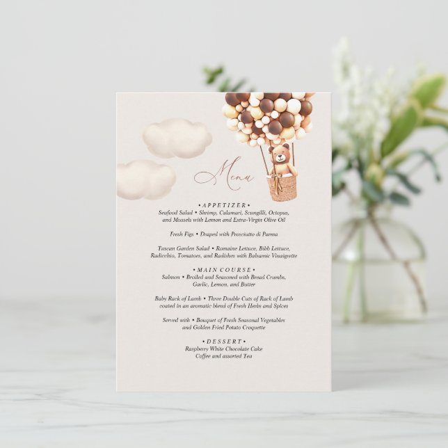Menu Baby shower d'ours (Debout devant)