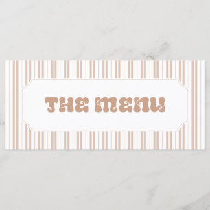 Menu Baby Shower élégant Choco Brun motif rayé