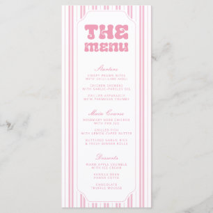 Menu Baby Shower élégant motif rayé rose pêche