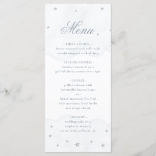 Menu Baby shower élégant Twinkle Little Star Blue Grey