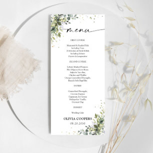 Menu Baby shower Eucalyptus Floral Green