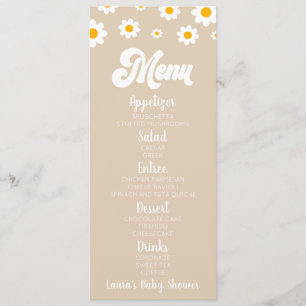 Menu Baby shower Fleur Tan Retro