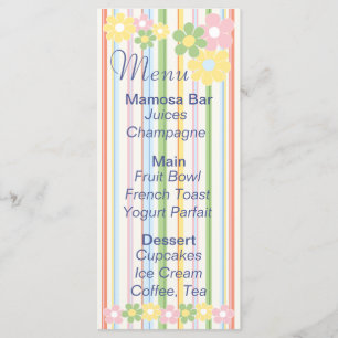 Menu baby shower "Fleurs et Grilles"